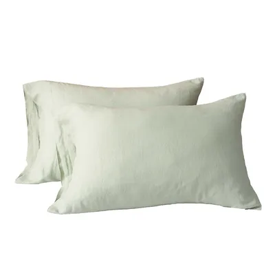 Highland Feather 100% French Linen Pillow Cases - Set Of 2 Pillowcases Bedding Classic Luxury Ultra-soft & Breathable