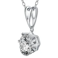 1 Ct Round Vvs1 D Lab Created Moissanite Solitaire Necklace 0.925 Sterling Silver