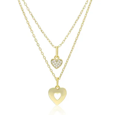 Gem and Harmony 14K Yellow Gold Key Heart Pendant Necklace with Chain