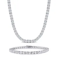2-piece Set 65 1/8 Ct Tgw Cubic Zirconia Tennis Bracelet And Necklace Set In Sterling Silver