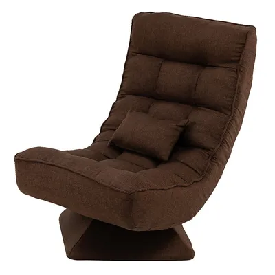 360° Swivel Floor Chair 5-level Adjustable Lazy Chair W/ Massage Pillow Greyblackbrown