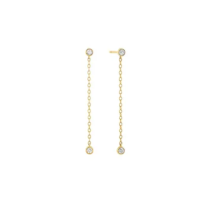 Serendipity 0.16 Carat Tw Diamond Drop Stud Earrings In 10kt Yellow Gold