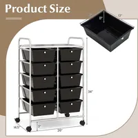 10-drawer Storage Cart Utility Rolling Trolley Kitchen Office Organizer