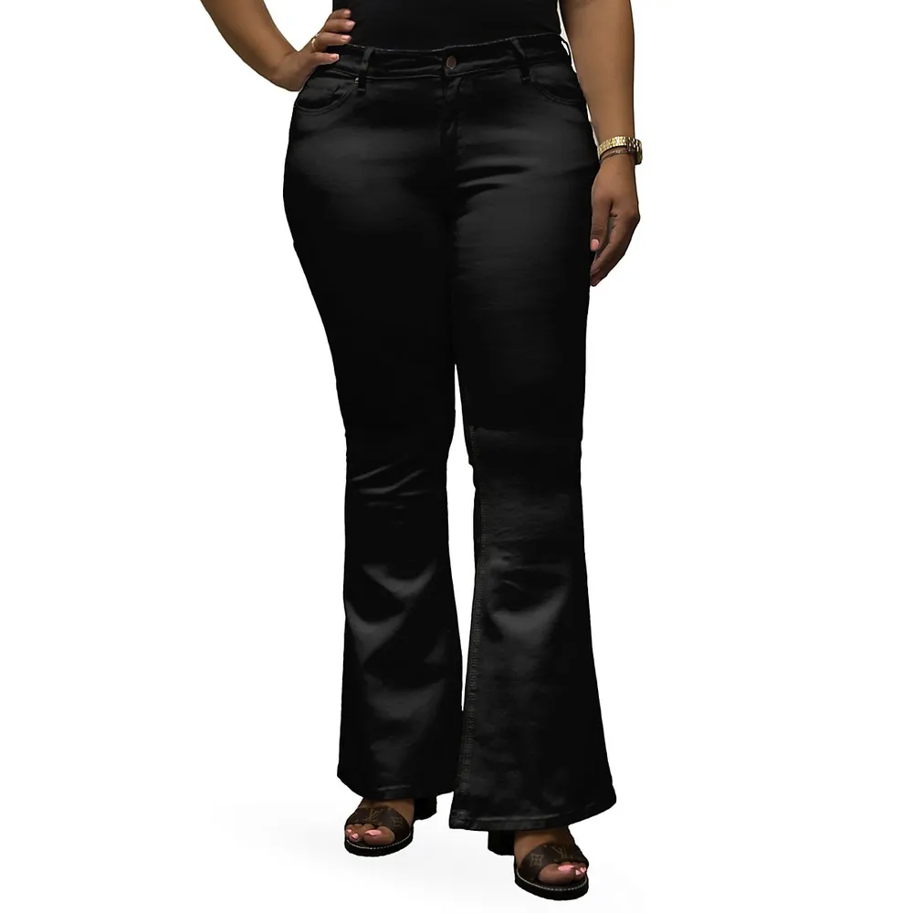 Plus Bell Flare Jeans in Black