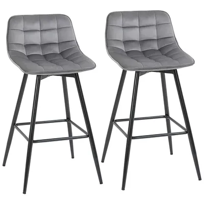 Bar Stools Set Of 2 Velvet-touch Counter Chairs