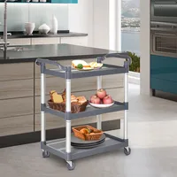 3-tier Large Rolling Utility Cart With Shelves