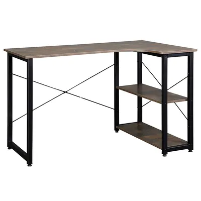 Home Office L-shaped Desk With Steel Frame