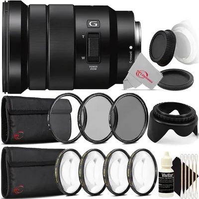 E Pz 18-105mm F/4 G Oss Lens + Uv Cpl Nd Filter Kit + Macro Kit + Tulip Lens Hood + Lens Cap + 3pc Cleaning Kit