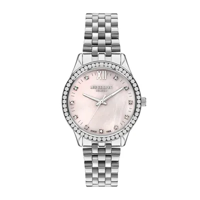 Ladies Lc07483.380 3 Hand Silver Watch With A Silver Metal Band And A Pink Dial