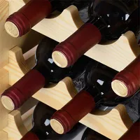 36 Bottle Wine Rack, 6 Tier Free Standing Solid Natural Wood Wine Holder Display Shelves