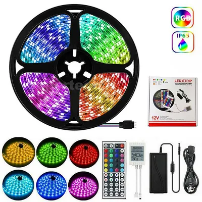 Christmas Led Strip Lights Waterproof 16.4ft 5m Flexible Color Changing Rgb With 44 Keys Ir Remote Controller