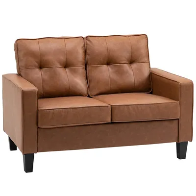51" Tufted Pu Leather Loveseat, 2-seater Sofa