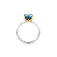 Ring With London Blue Topaz In Sterling Silver And 10kt Yellow Gold