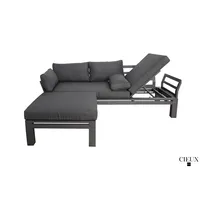 Bordeaux Outdoor Patio Aluminum Metal Reversible Sectional With Adjustable Seat In Grey