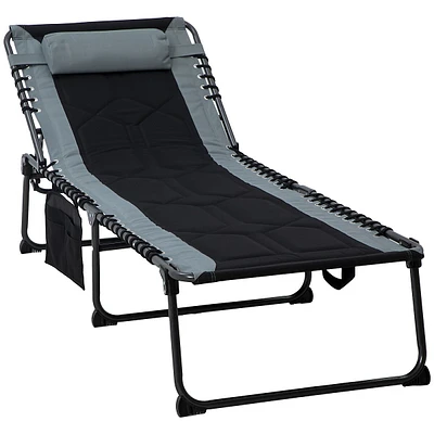 Padded Folding Chaise Lounge With Reclining Back