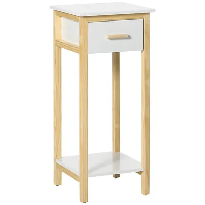 Side Table With Storage Drawer, Shelf For Small Spaces