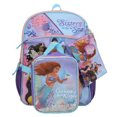Little Mermaid Sisters Of The Sea 5 Piece Kids 16" Backpack Set
