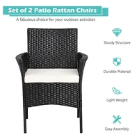 Costway 2pc Chairs Outdoor Patio Rattan Wicker Dining Arm Seat W/ Cushions