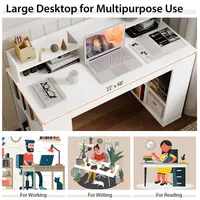 48'' Computer Desk Study Writing Workstation W/ Bookshelf & Monitor Stand Riser