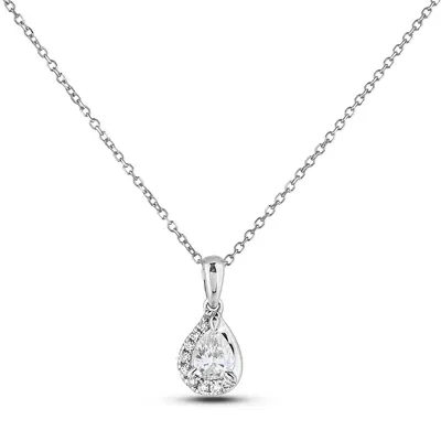 14k White Gold 0.39 Cttw Canadian Diamond Pendant And Chain