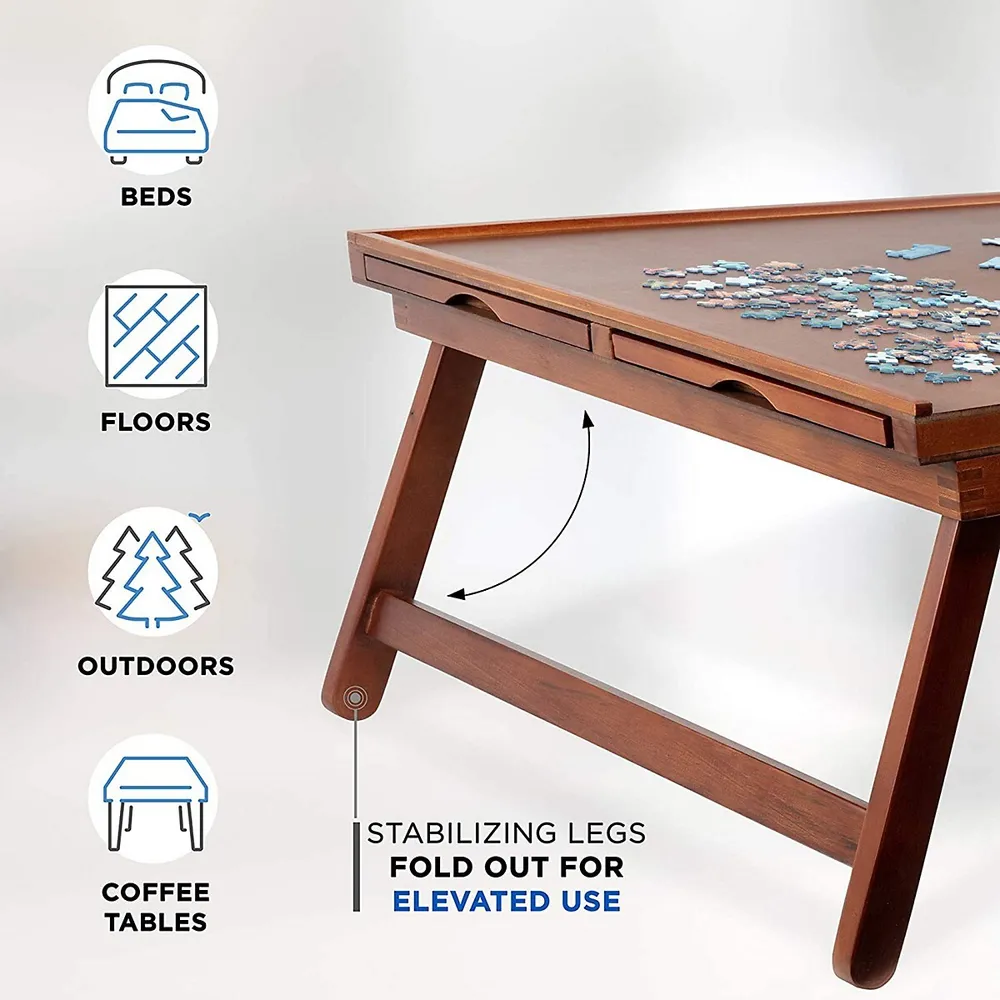 Puzzle Table with Drawers: Jumbo Wooden Puzzle Plateau