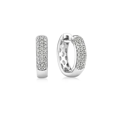 Huggie Earrings With 1/4 Carat Tw Of Diamonds In 10kt White Gold