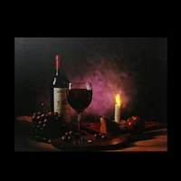 Purple Led Lighted Flickering Wine And Candle Wall Art 11.75" X 15.75"