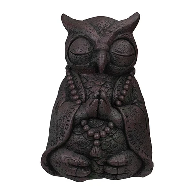 17" Dark Gray Meditating Buddha Owl Outdoor Garden Statue
