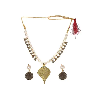 Gold-plated Leaf Jewelry Set