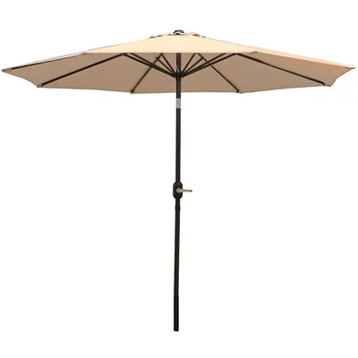 9' Aluminum Patio Deck Market Umbrella With Tilt And Crank