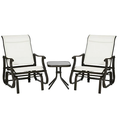 3pcs Glider Rocking Chairs With Table For Patio