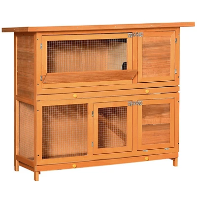 2 Tier Elevated Wooden Rabbit Hutch Bunny House