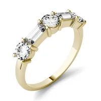 14k Yellow Gold Moissanite By Charles & Colvard 5x2mm Straight Baguette Fashion Ring, 1.15cttw Dew