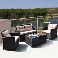 8pcs Outdoor Rattan Sectional Sofa Set W/cushion Armrest Patio
