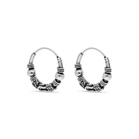 Sterling Silver 17mm Bali Hoop+15mm Hool+22hoop Earrings