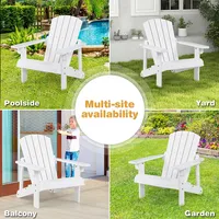 Kid's Adirondack Chair Patio Wood High Backrest Arm Rest 110 Lbs Capacity White