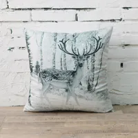 Reindeer Pattern Cottage Icons Throw Pillow With Poly Insert - Set Of 2