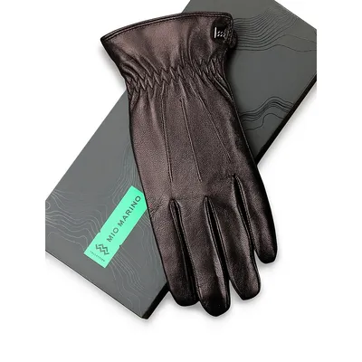 Ridged Real Leather Gloves
