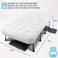 Air Mattress With Deflate Defender Technology, Dual Auto Comfort Pump & Layer Laminate Material - Airbed Frame Rolling Case For Guests &travel
