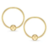 10kt Gold Bead Sleeper, Hoop With Butterfly, And Pearl With Cz Stud Set