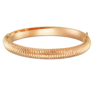 18kt Gold Plated 7.25" Diamond Cut Rolled Gold Hinged Bangles