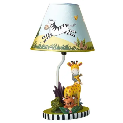Teamson Kids Night Light Sunny Safari Childrens Table Lamp With Shade Animal Theme
