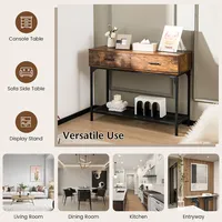 Console Couch Table With 2 Drawers Metal Frame Entryway Table For Living Room