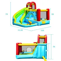 Inflatable Kids Water Slide Jumper Bounce House Splash Water Pool W/ 735w Blower