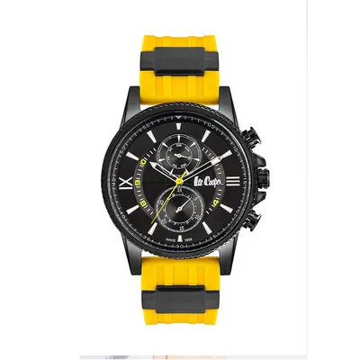 Men's Lc07014.654 Chronograph Black Watch With A Yellow Silicon Strap And A Black Dial