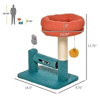 Cat Tree With Roller Bell, Blue Orange
