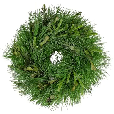 Pine Sprigs And Winter Foliage Christmas Wreath, 12-inches - Unlit