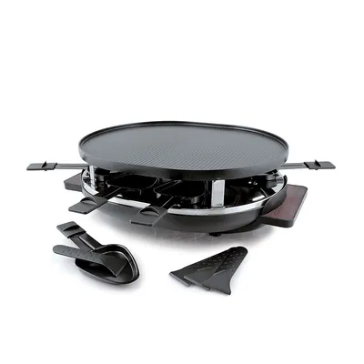 Matterhorn Raclette With Reversible Cast Aluminum Grill Plate, Dark Grey