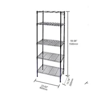 5-Tier 59" H Shelving Unit Storage Organizer Rack, Steel Wire Heavy Duty Storage Shelf with 4 Hooks