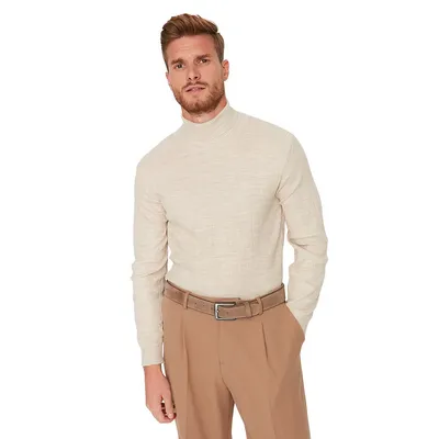 Male Regular Basic Turtleneck Knitwear Sweater